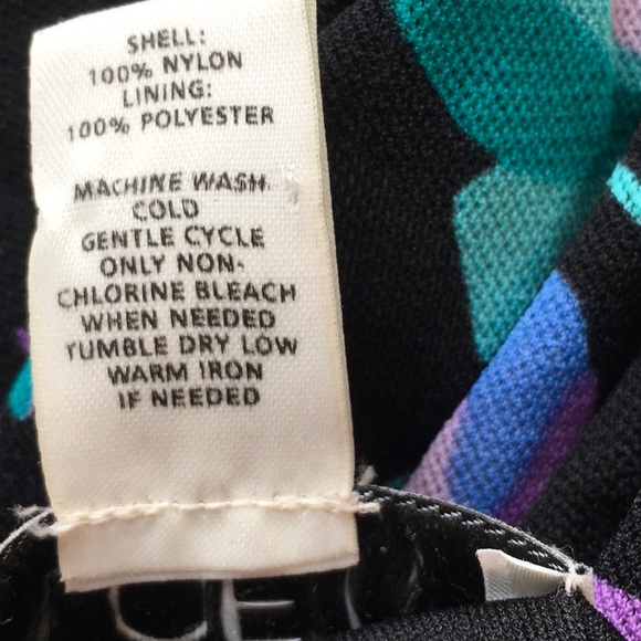 LOFT Sleeveless Sheer Top Ruffles Jewel-tones on Black - Picture 8 of 9